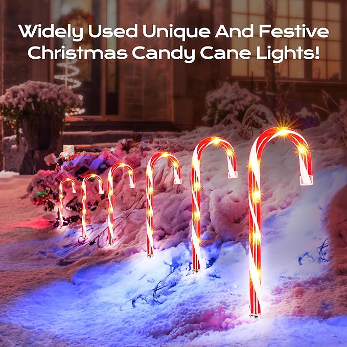 Christmas Candy Cane Lights 12Pcs Christmas Pathway Lights with 72 Count Incandescent Clear Lights, Connectable 12 Inch Pathway Makers Lights for Indoor Outdoor Walkway Patio Yard Lawn Decorations