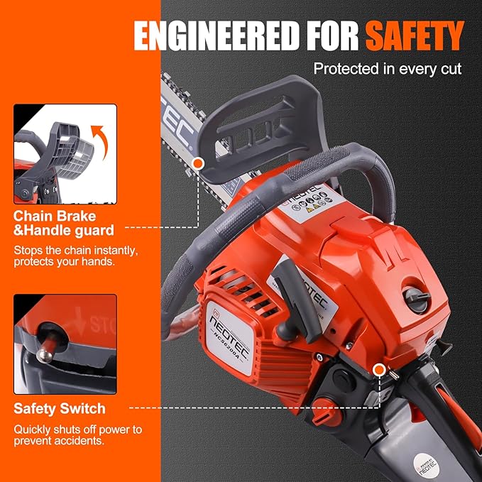 58CC Gas Chainsaw 18 Inch 20 Inch, Gas Powered Chain Saw with Ergonomic Handheld Petrol Gasoline Chain Saw, 2-Cycle Gas Engine Chainsaw for Tree Wood Firewood Outdoor Cutting