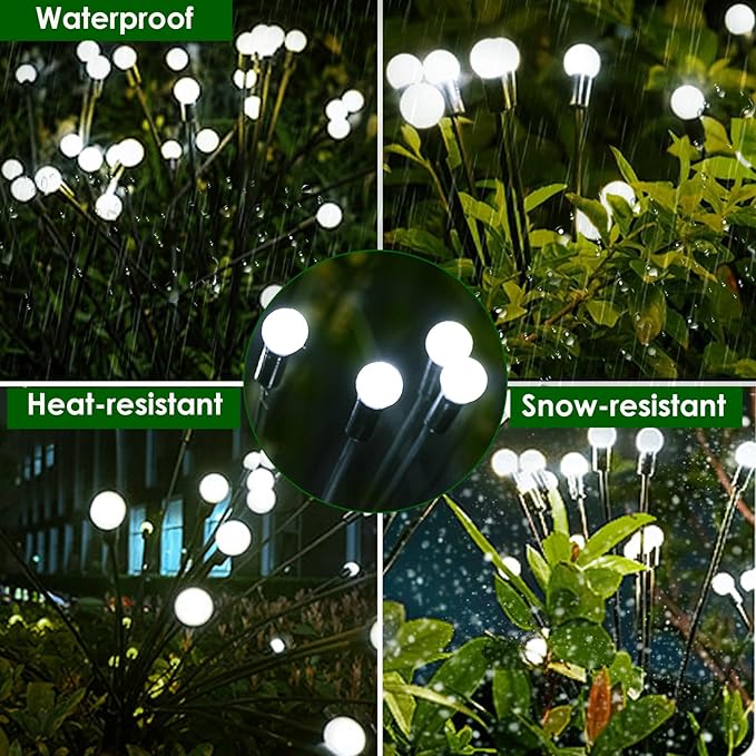 New Upgraded Solar Garden Lights, 6 Pack Solar Firefly Lights Outdoor, Solar Swaying Lights, Waterproof Solar Outdoor Fairy Lights for Yard Patio Pathway Wedding Decor (Cool White)