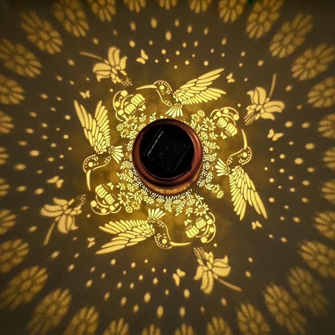 2 Pack Hummingbird Solar Lanterns Outdoor Waterproof Hanging Solar Lights Metal Decorative LED Lanterns Outside Decor for Garden,Yard,Patio,Lawn Gifts for Women Mom