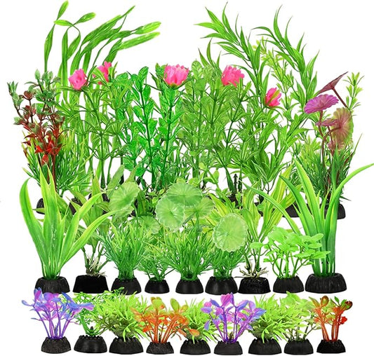 30Pcs Aquarium Plants, Green Fish Tank Plants, Artificial Aquarium Fish Tant Decor Plants, Plastic Water Grass Fish Tank Decorations