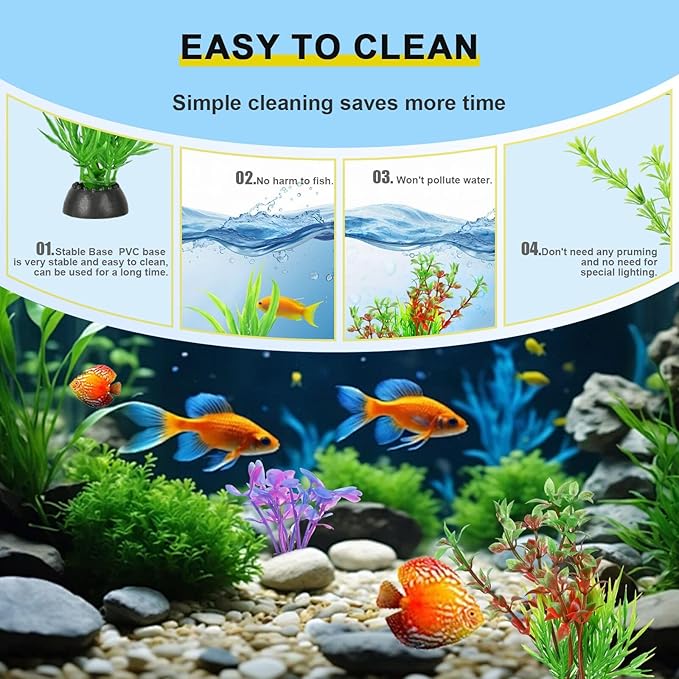 30Pcs Aquarium Plants, Green Fish Tank Plants, Artificial Aquarium Fish Tant Decor Plants, Plastic Water Grass Fish Tank Decorations