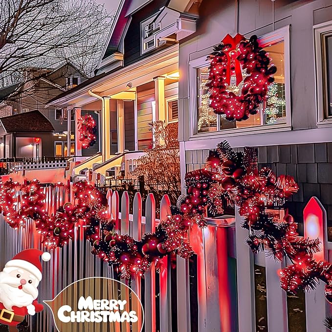 JMEXSUSS 2 Pack Solar Fairy Lights, 33FT 100 LED Red Outdoor Waterproof String Lights for Outside Tree Party Patio Christmas Valentine Day Decorations