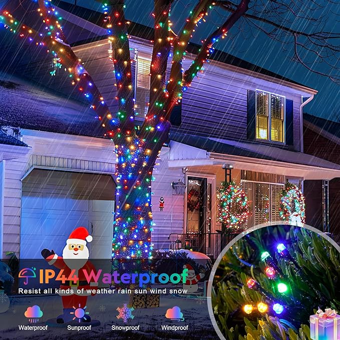 JMEXSUSS 272ft 800 LED Christmas Tree Lights, 8 Modes Multicolor Led Christmas Lights Outdoor Waterproof Christmas String Lights for Outside Indoor Xmas Tree Party Decor