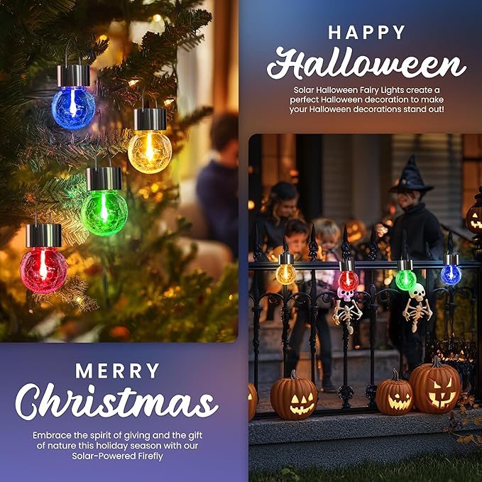 Hanging Solar Lights Outdoor, 4 Pack Moving Led Beads, Solar Powered Waterproof, Multiple Colors