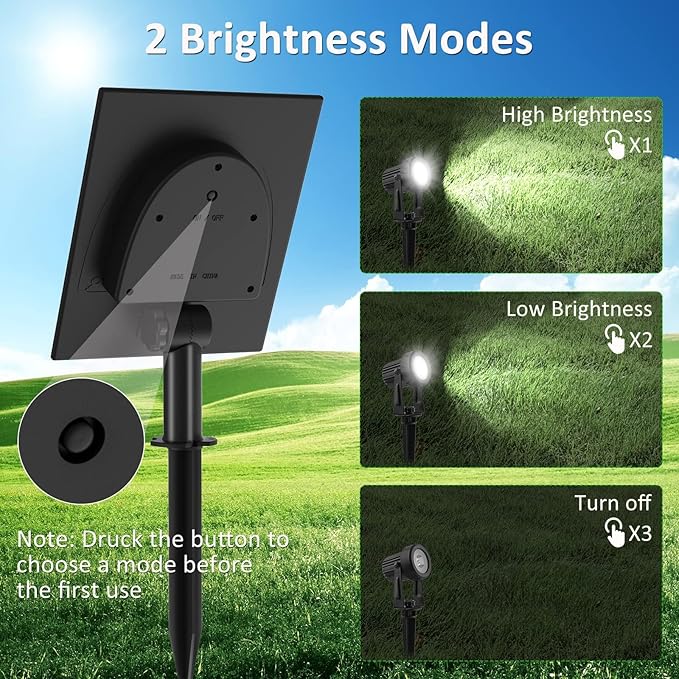 T-SUNUS Solar Garden Spotlight White Outdoor, 4-in-1 Solar Spot Lights 6000K IP65 Waterproof 9.8ft Cable, 5W Separated Solar Panel, Auto On/Off for Tree Patio Yard Driveway Pathway Pool Area