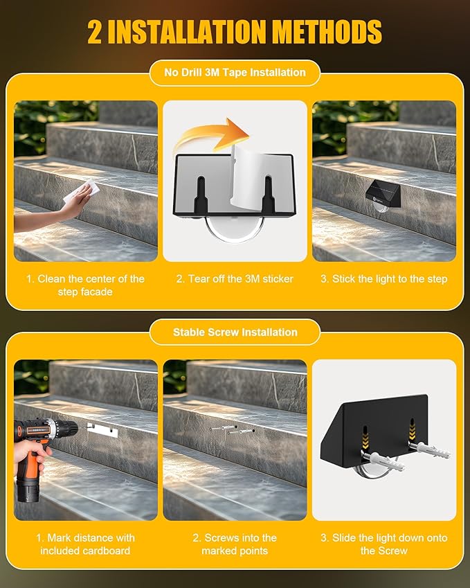 Brightown Solar Stair Lights Outdoor, Solar Step Lights Outdoor Waterproof IP68, Multiple Color Modes Outdoor Step Light for Garden Stair, Front Step, Front Porch, Deck, Sidewalk and Pool