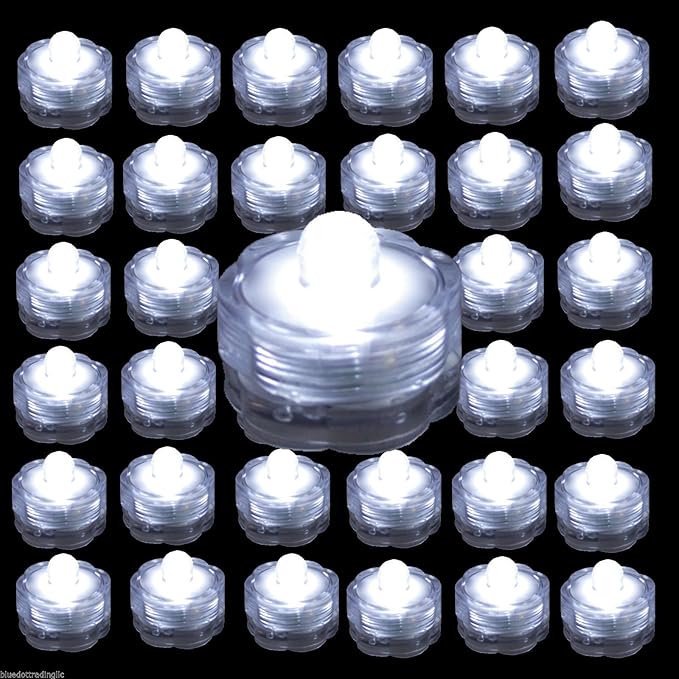 Bright LED Floral Tea Light Submersible Lights for Party Wedding (White, 60 Pack)