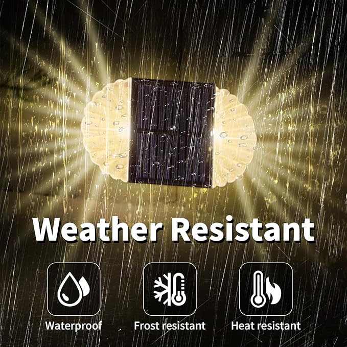 Solar Deck Post Lights, 6 Pack Fence Driveway Step Lights for Garden, Yard, Patio Decor - Outdoor Waterproof, Warm White, S-240