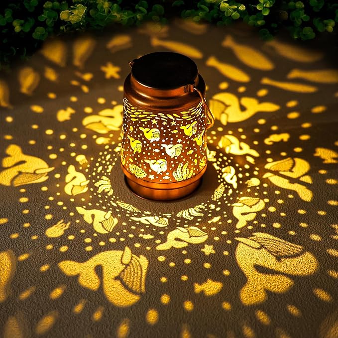 Whale Solar Lanterns Outdoor Waterproof Hanging Sunflower Solar Lights Gifts for Women Men Metal Decorative LED Lanterns Outside for Garden, Yard, Patio, Lawn, Porch, Backyard