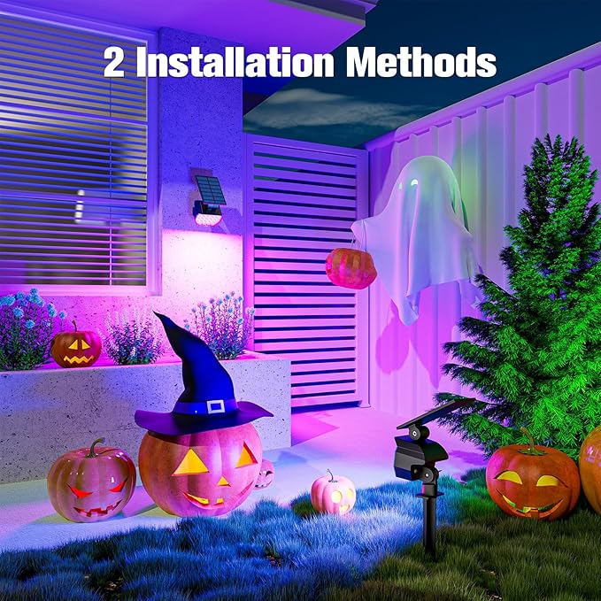 NIORSUN Solar Color Changing Lights Outdoor,7 Lighting Modes RGB Solar Outdoor Lights,IP67 Waterproof Multicolor Landscape Spotlights for Halloween Holiday Decorations,6 Pack