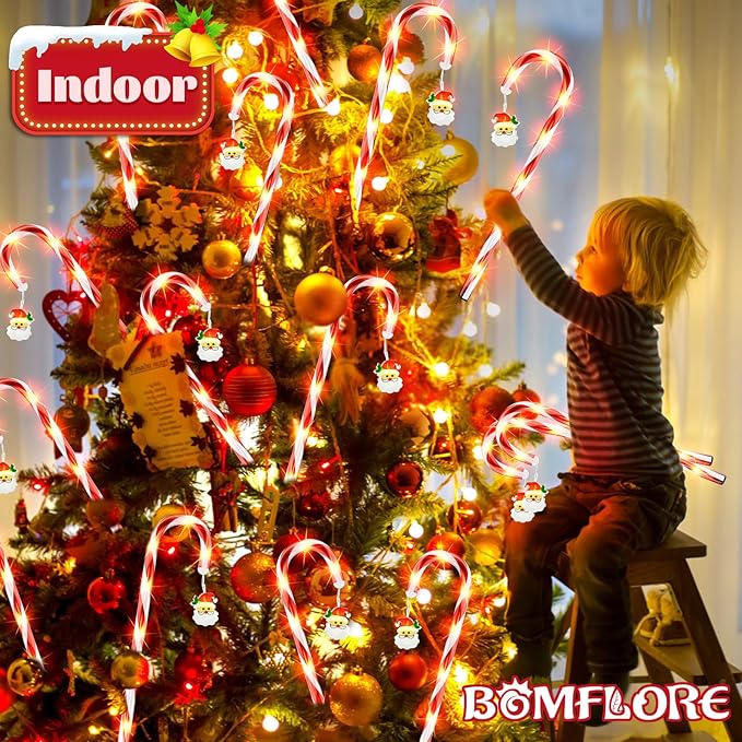 Solar Christmas Lights Outdoor Decorations: Candy Cane Light Waterproof for Yard Decorative Outside - Santa Claus Pathway Stake Lighting Patio Garden Path Street Decor 12 Pack