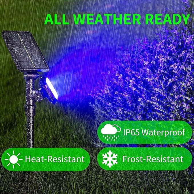 JSOT Spot Lights - Solar Lights Outdoor Solar Powered Spotlight Waterproof Green Light Landscape Lighting for Garden Yard Pathway