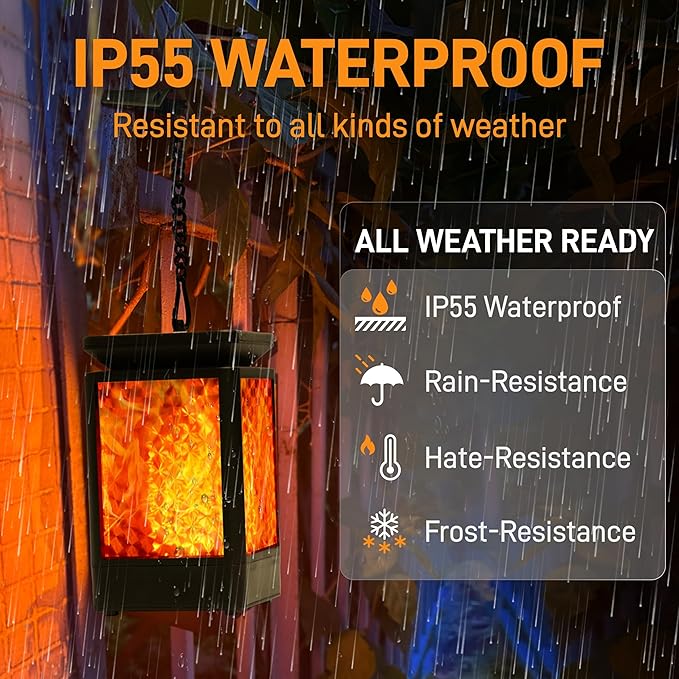 Solar Lantern Outdoor Lights, 3 Modes Changing Flickering Flame Solar Lights Outdoor Waterproof, Hanging Outdoor Solar Lanterns Lights, Solar Powered Lanterns for Yard Garden Decor