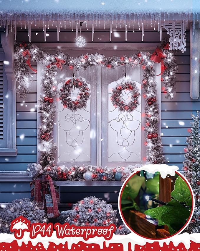 Minetom 1000 LED Christmas Tree Lights, 328 FT Green Wire LED Decorative Fairy Lights with Remote & 8 Modes, Waterproof for Outdoor Xmas Holiday Party Garden Wedding Home Decor, Red ＆ Cool White