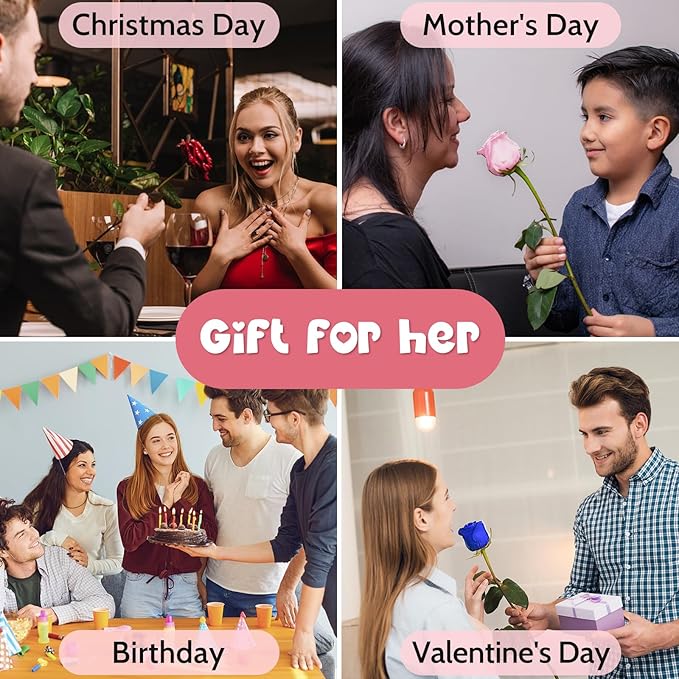 Yamonic Preserved Flowers Rose Gifts for Women Mom, Mothers Day Rose Flowers Gifts for Mom, Real Flower Birthday Mom Gifts for Grandma, Wife,Girlfriend, for Valentine's Day,Anniversary