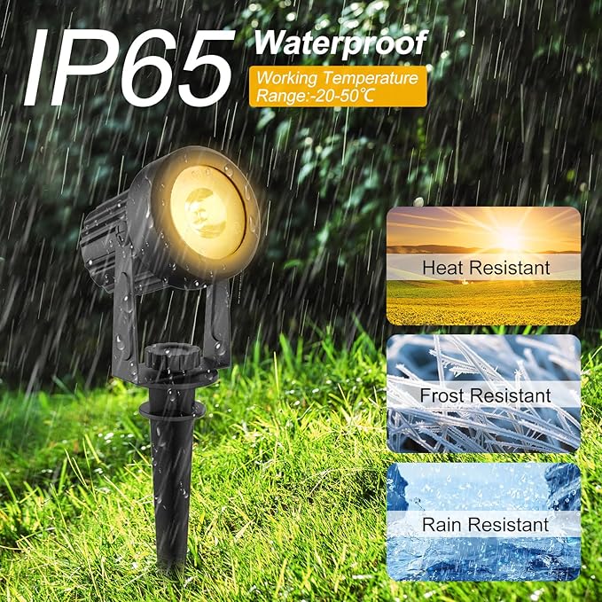 T-SUNUS 6-in-1 Solar Spot Lights for Outdoor Warm White 3000K Landscape Spotlight IP65 Waterproof Separated Panel Uplights with 9.8ft Cable Auto On/Off for Tree Yard Lawn House Driveway Pathway Pool