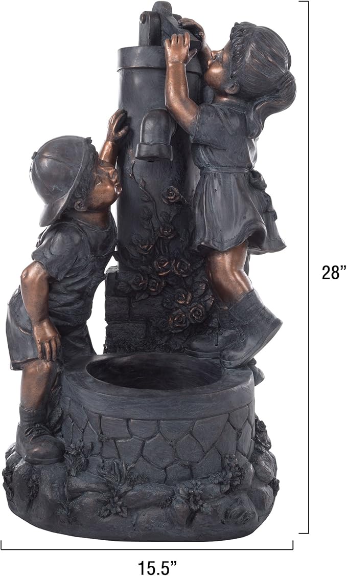 Go Yard Boy and Girl Water Outdoor Fountain