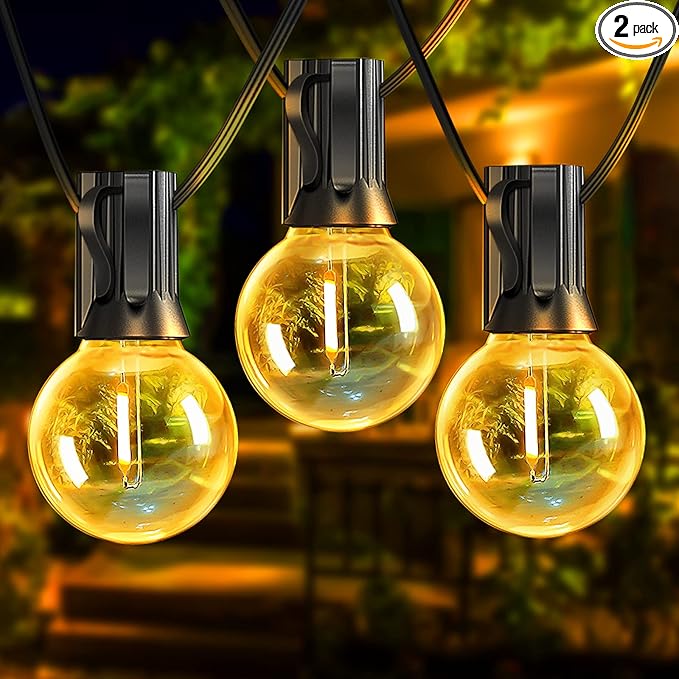 Outdoor String Lights with Dimmer, 2 Pack 98FT LED Patio Lights for Outside with 52 Shatterproof G40 Globe Bulbs UL Listed IP65 Waterproof Hanging Lighting for Backyard Balcony Bistro Party Decor