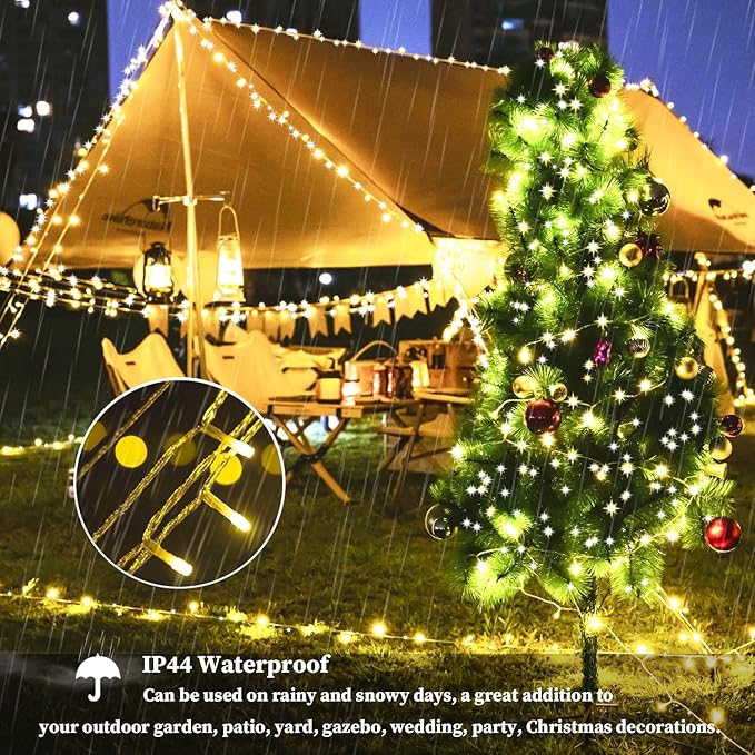 Christmas Lights Outdoor, 800LED 330FT Warm White String Lights, 8 Mode Plug in Waterproof Decor Twinkle Lights for Bedroom Xmas Thanksgiving Wedding Party Garden Yard Tree Decoration