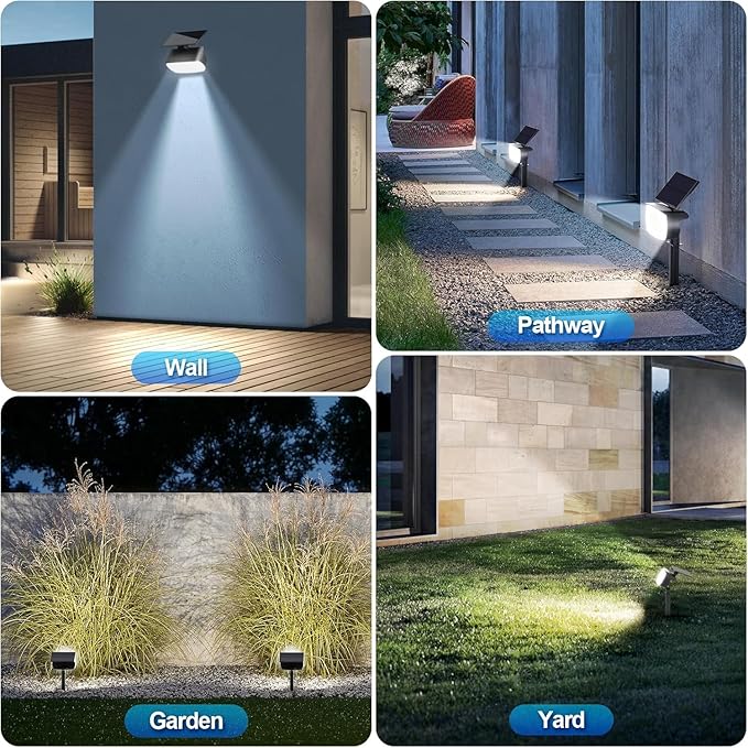 108 LED Solar Spot Lights Outdoor, Solar Lights Outdoor IP65 Waterproof, 3 Modes Solar Landscape Spotlights, Large Panel Solar Powered Lights for Garden Yard Pathway(Cool White/2 Pack)