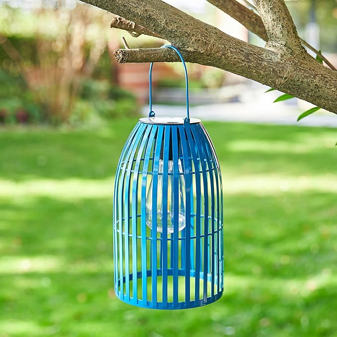 Solar Lantern Outdoor Waterproof Hanging Metal Birdcage Shaped Lantern Decorative Solar Light for Garden Yard Patio Porch
