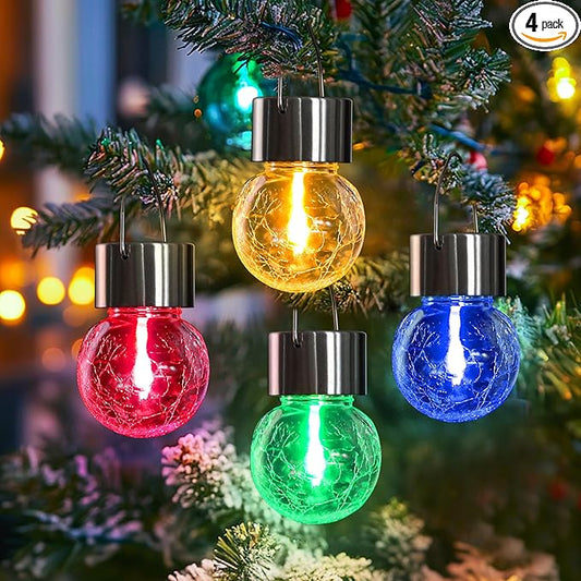Hanging Solar Lights Outdoor, 4 Pack Moving Led Beads, Solar Powered Waterproof, Multiple Colors