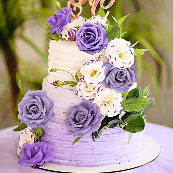 AGIRL Artificial Flowers Combo Silk Mix Purple Fake Flowers with Stems for DIY Wedding Bouquets Centerpieces Arrangements Table Chair Decor Baby Shower Home Decor