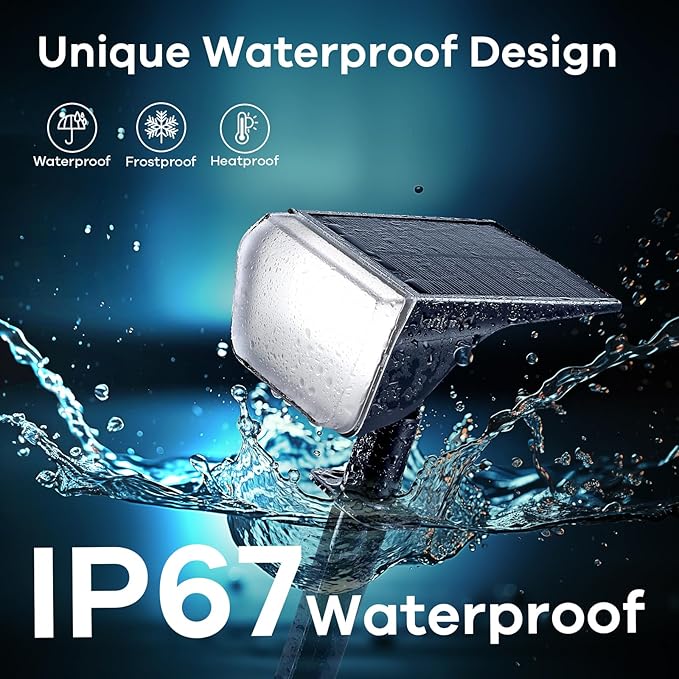 Linkind Solar Lights Outdoor 60 LEDs Solar Lights for Outside Ultra-Bright 800LM S olar Spot Lights 30% Conversion Rate Solar Landscape Light Waterproof IP67 for Garden Yard Pathway, 2Pack Cool White