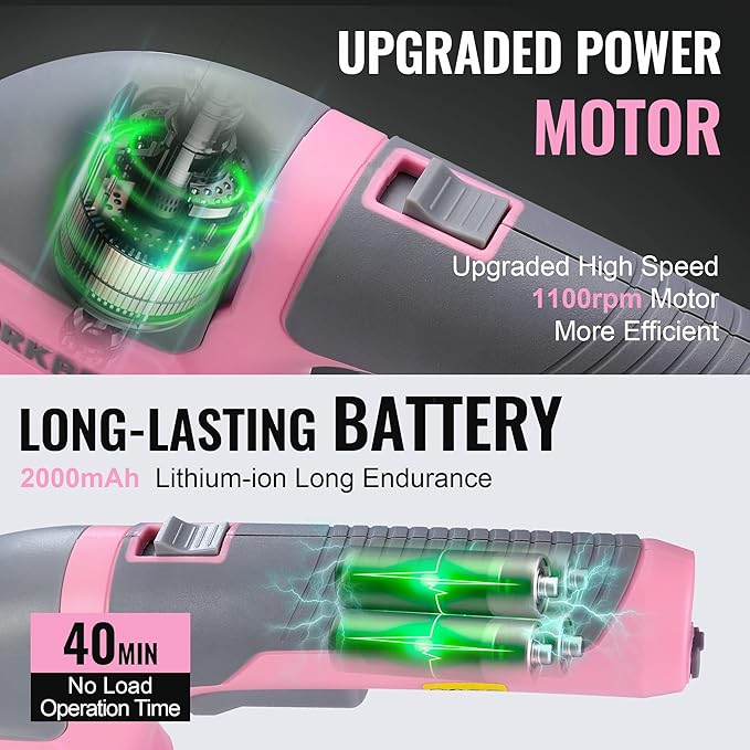 WORKPRO Cordless Grass Shear & Shrubbery Trimmer - 2 in 1 Handheld Hedge Trimmer Electric Grass Trimmer Hedge Shears/Grass Cutter Rechargeable Lithium-Ion Battery and Type-C Cable Included Pink Ribbon