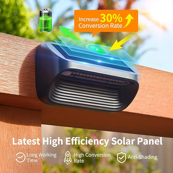 LETMY Solar Fence Lights Outdoor Waterproof, 6 Pack Fence Lights Solar Powered with 3 Modes, Auto On/Off Outdoor Solar Deck Lights for Outside Yard Stair Fence Deck Wall Patio Decor