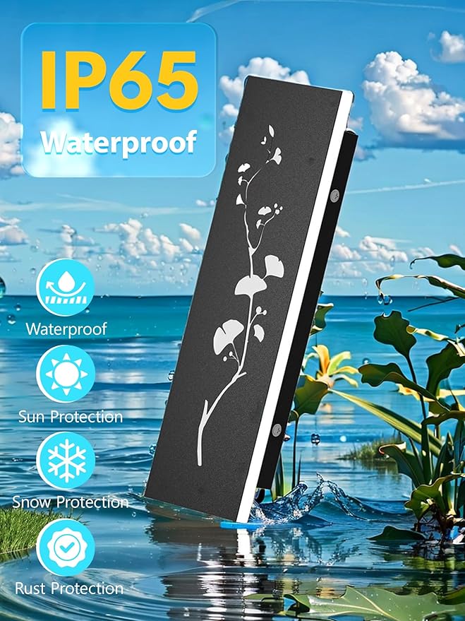 Modern Outdoor Wall Lights 11.8inch LED Long Wall Sconce 3000K Ginkgo Hollow Design Wall Mount Porch Lights 12W Exterior Lighting Fixtures for Patio Balcony Terrace Garden