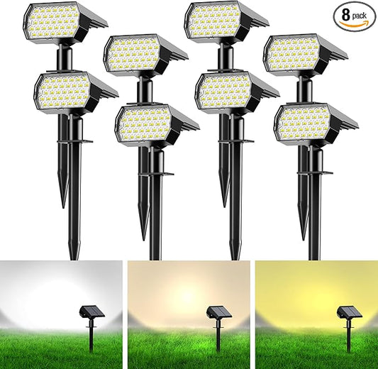 Solar Spot Lights Outdoor, [4 Pack/7 Colors/37 LED] 2-in-1 Solar Landscape Spotlights, IP65 Waterproof Auto On/Off Solar Powered Security Lights for Yard Garden Pathway Walkway