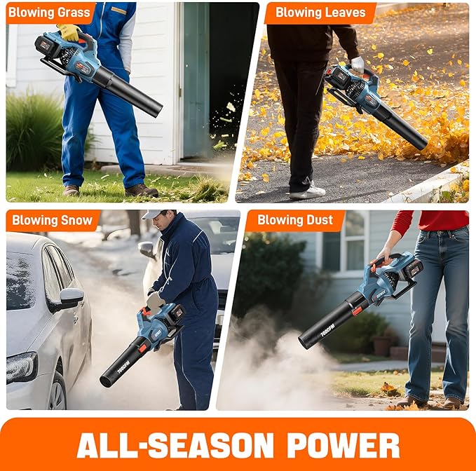SENIX Leaf Blower Cordless, 40V Max Electric Leaf Blowers, Brushless, Handheld, Up to 700 CFM and 145 MPH, 2 Speed Mode, Cruise Control, Includes 2 x 4.0Ah Battery and Charger (BLAX2-M2)
