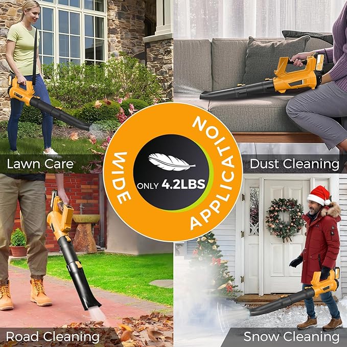 Cordless Leaf Blower – 6-Speed Settings. 540 CFM/170 MPH Powerful Electric Blower with 2x6.0 Ah Batteries & Fast Charger. Lightweight Leaf Blowers Great for Lawn Care, Yard Work and Garage Cleanup