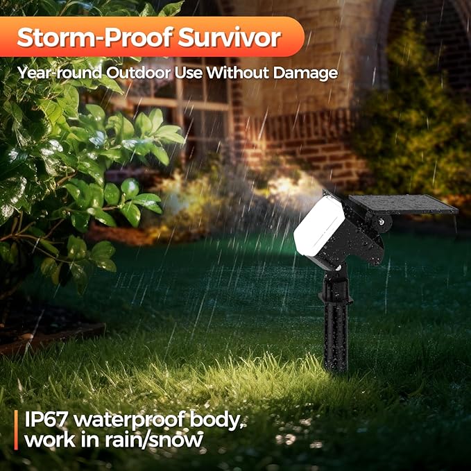 Solar Spot Lights Outdoor, 92 LEDs Landscape Lighting with 3 Lighting Modes and Auto On/Off, IP67 Waterproof Spotlights, Outdoor Solar Lights for Yard Garden, 6 Pack (Cool White)