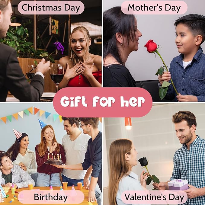 Yamonic Preserved Flowers Rose Gifts for Women Mom, Mothers Day Rose Gifts for Mom, Forever Real Flower Birthday Mom Gifts for Her, Women, Grandma,Girlfriend,Wife Gifts for Anniversary Wedding(Black)