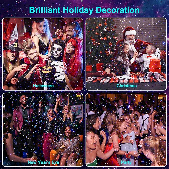 Laser Christmas Projector Lights Outdoor,Moving RGB Laser Projection Light,Firefly Light Show with RF Control,Waterproof Holiday Projector for Halloween Camping Garden Patio Decoration & Gift