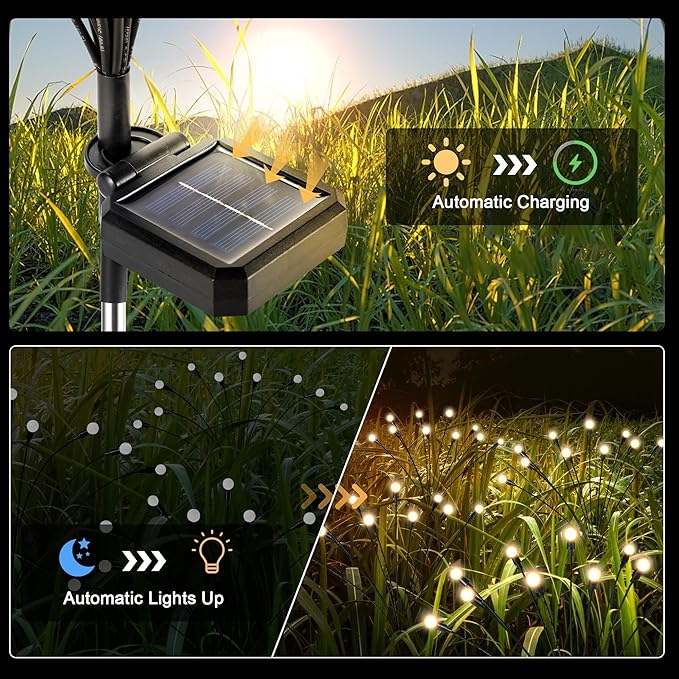 Solar Lights Outdoor Decoration, Waterproof Xmas Outdoor Lights Decor for Yard, Patio, Garden, and Front Porch, 40 LEDs Swing with The Wind (4 Pack, Warm White)