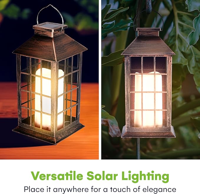 SteadyDoggie Outdoor Solar Lantern with Squares Pattern - Waterproof Decorative Sun Powered - Hanging Lights for Patio, Garden, and Yard - Smart Power-Saving Mode - Colorful Paper-Like Illuminated
