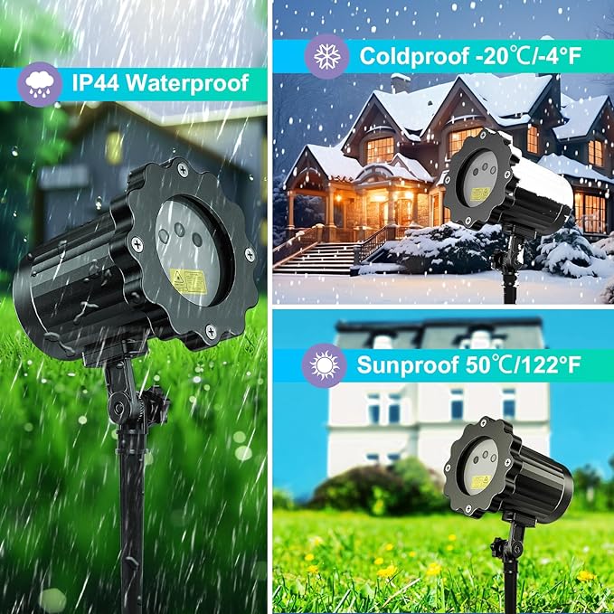 Laser Christmas Projector Lights Outdoor,Moving RGB Laser Projection Light,Firefly Light Show with RF Control,Waterproof Holiday Projector for Halloween Camping Garden Patio Decoration & Gift