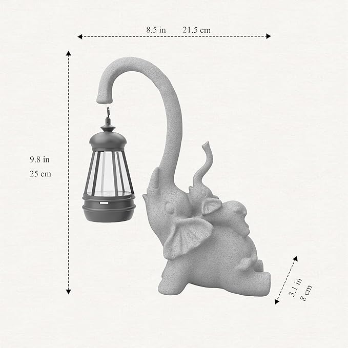 Solar Garden Statue 10 Inch Elephant Decor for Outside Yard Decoration Outdoor Unique Housewarming Gardening Birthday Gifts for Women Grandma