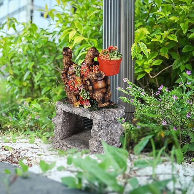 Turtle Solar Statues Gutter Downspout Extension Statues Garden Decoration,Animal Resin Statue Outdoor Decor,Downspout Diverter,3"×4" Downspout Extender Diverter Splash Block