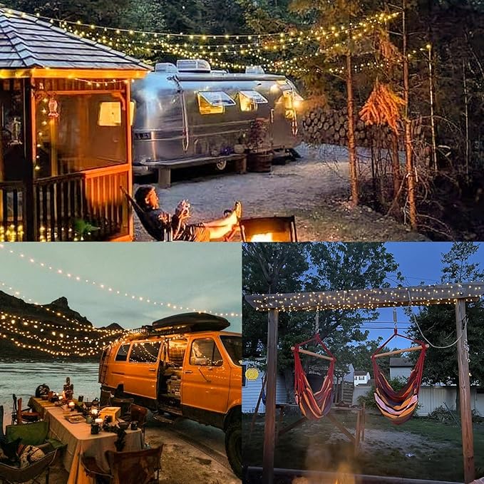 QITONG 4 Pack Solar Fairy Lights Warm White, Each 33ft 100 LED Outdoor String Light, 8 Modes Copper Wire Lights for Outside Tree Wedding Party Garden Patio Christmas