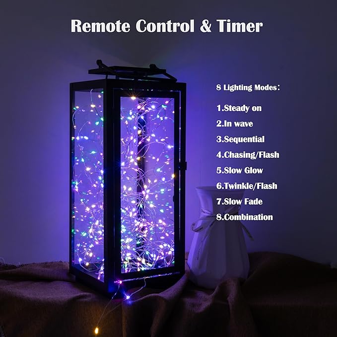 Fairy Lights Plug in,100FT 300 LEDs Waterproof Led String Lights,Twinkle Light with 8 Modes Remote for Outdoor Indoor Christmas Wedding Birthday Garden Party Decorations,Multicolor