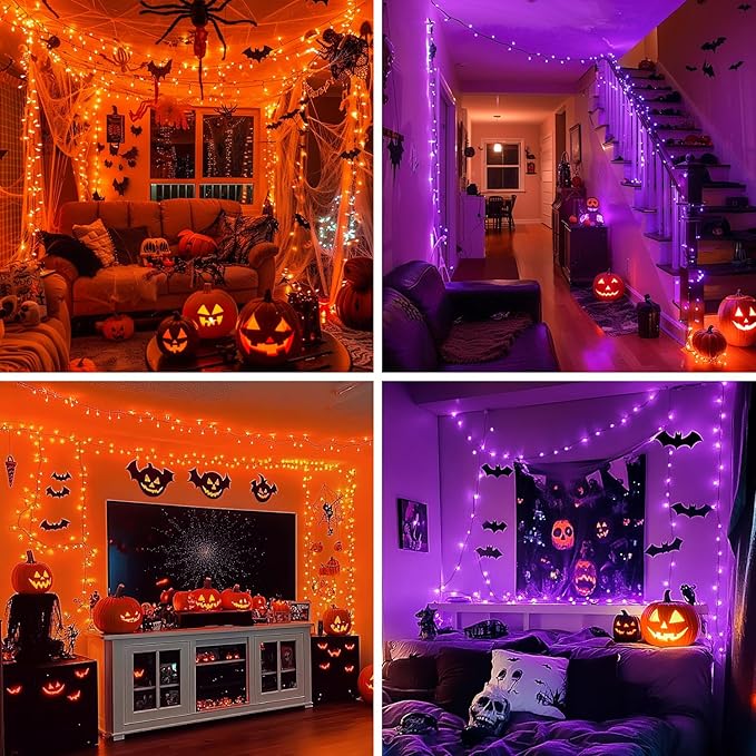 JMEXSUSS 500 LED Halloween Lights Outdoor Orange and Purple, 173ft Color Changing Halloween String Lights with Remote, Waterproof Halloween Tree Lights Plug in for Halloween Indoor Decor