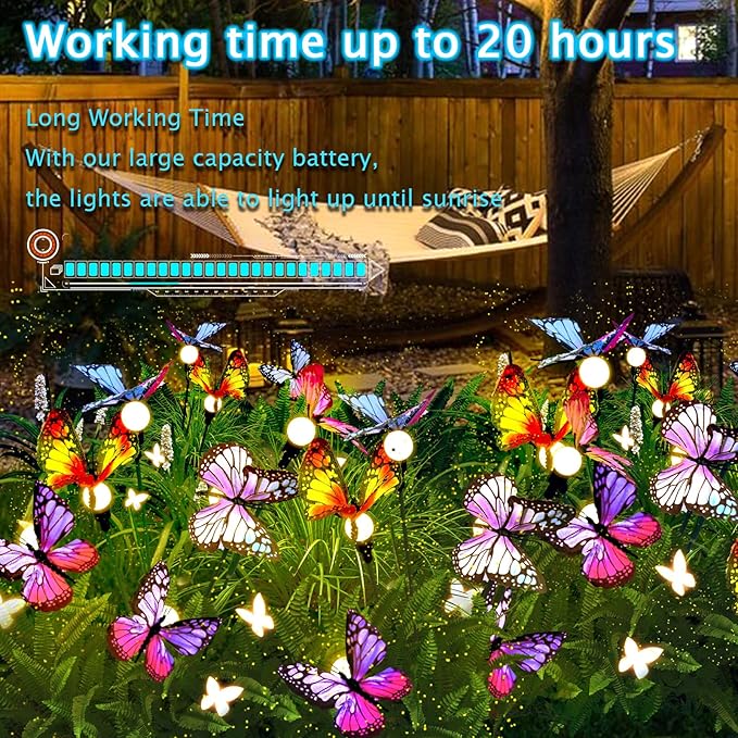 Swaying Solar Butterfly Light, Solar Garden Lights Outdoor Waterproof,Garden Decoration for Yard,Patio,Lawn,Pathway (2 Pack)