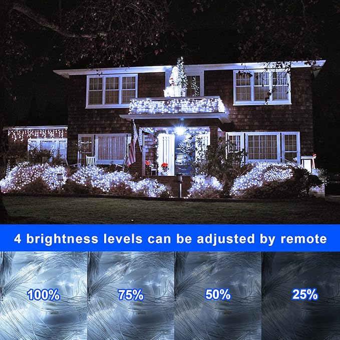 White Net Lights for Bushes - 360 LED Christmas Net Lights Plug in with Remote, 12 x 5ft Extendable 8 Modes Christmas Net Lights Waterproof for Gazebo Lawn Wedding Patio Garden Bush Tree Decoration