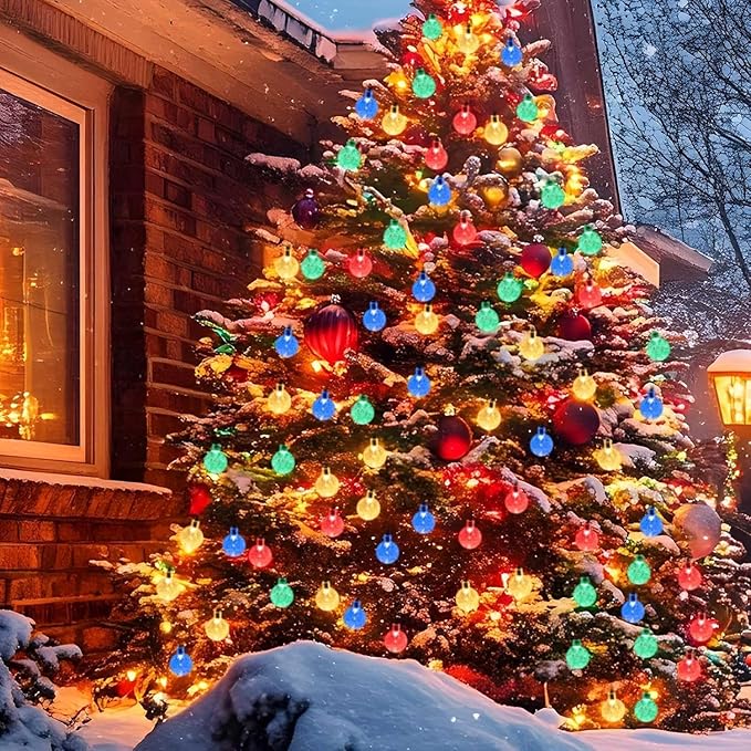 Multicolor 2-Pack 100 LED 64FT Crystal Globe Solar String Lights Outdoor, Waterproof Pastel Easter Lights with 8 Lighting Modes, Solar Powered Tree Light for Easter Xmas Decorations Tree Garden Patio