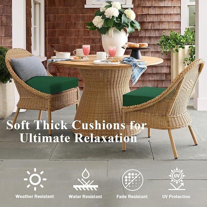Outdoor Chair Cushions Set of 2, Waterproof Foam Patio Seat